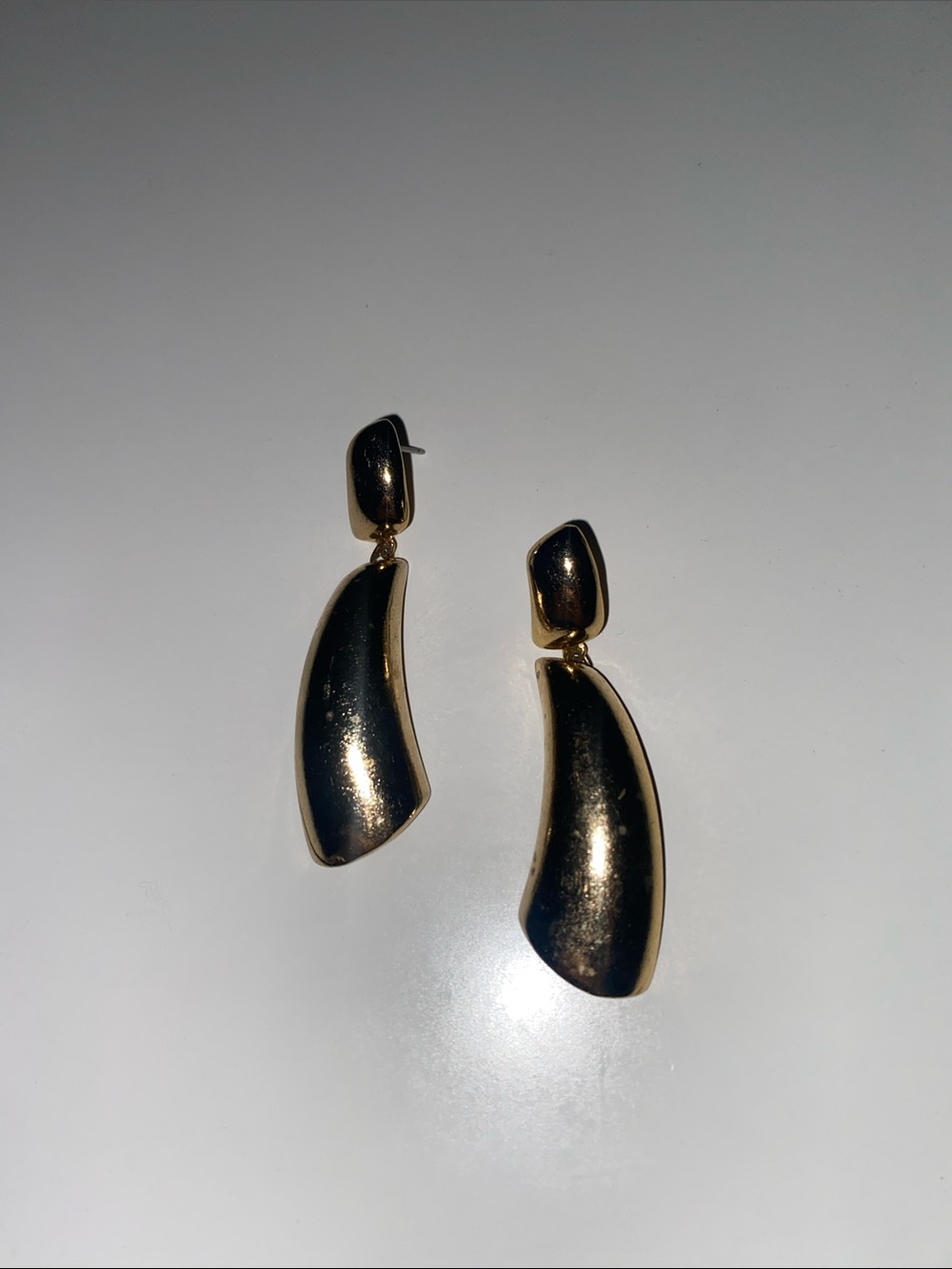 Gold Curved Drop Earrings - Women Jewelry
